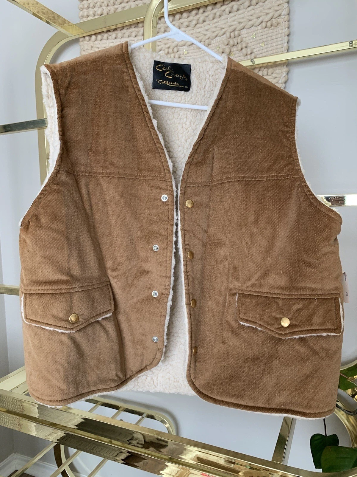 VINTAGE Cal Craft Corduroy Western Vest Sherpa Lined Medium Deadstock