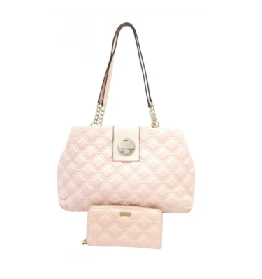 Kate Spade Leather Pink Quilted Shoulder/Tote Bag & Wallet 2  display picture 1