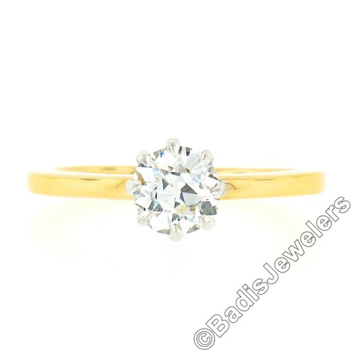 NEW 18k Gold Platinum GIA 0.85ctw Old Mine Cut Diamond Solitaire Engagement Ring - Picture 4 of 11