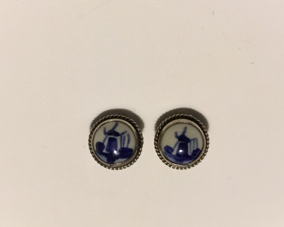【HYERES LOR】23FW★ Colombe d'Or Silver Stone Ear Clip Vintage Delft 835 Silver Clip-On Earrings | eBay