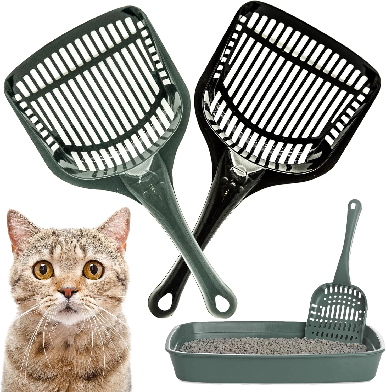 X2 Cat Litter Scooper Pet Kitten Plastic Poop Scoop Food Picker Shovel Sifter - Picture 1 of 4