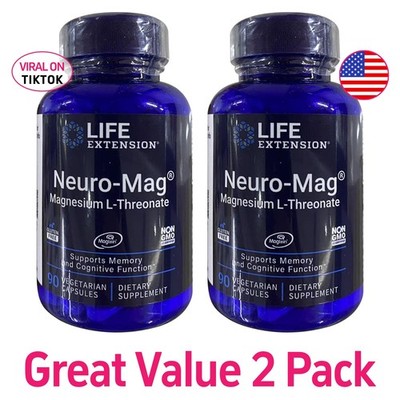 2 PACK Neuro-Mag Magnesium L-Threonate from 2000 mg Magtein Life Extension BEST