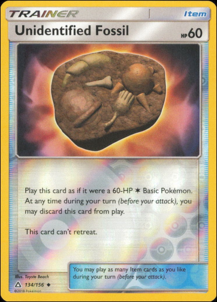 Pokemon - Unidentified Fossil #134/156 - SM - Ultra Prism Reverse Holo