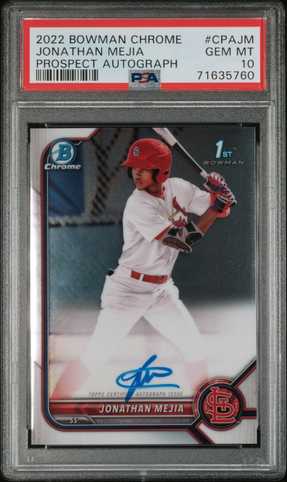 2022 BOWMAN CHROME PROSPECT AUTOS #CPAJM JONATHAN MEJIA PSA 10 AUTO
