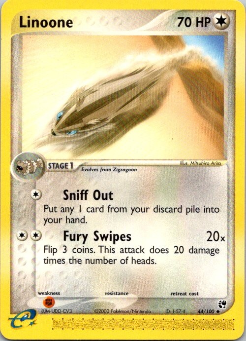 Linoone 44/100 Uncommon Sandstorm Pokemon Moderately Played