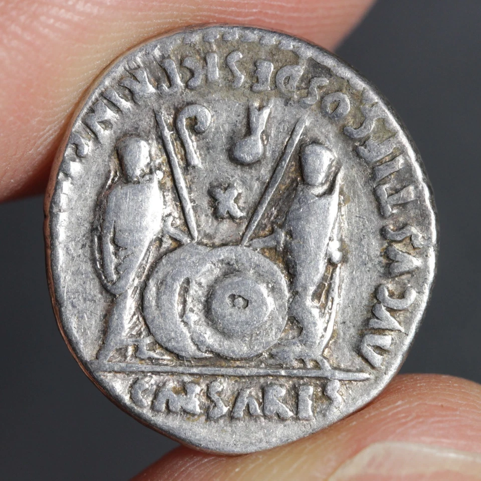 Augustus Denarius Ancient Roman Empire Silver Coin Gaius Lucius Caesar 2BC Ch VF - Image 2 of 4