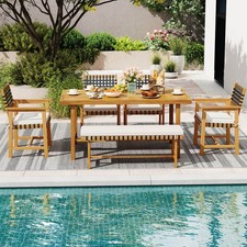 6-Piece Patio Dining Set with Padded Seat Cushions, 1.97  Umbrella Hole for Yard