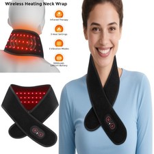 Cordless 660-850nm Red Light Therapy Heat Vibration Neck Wrap Pad Massage 36LED