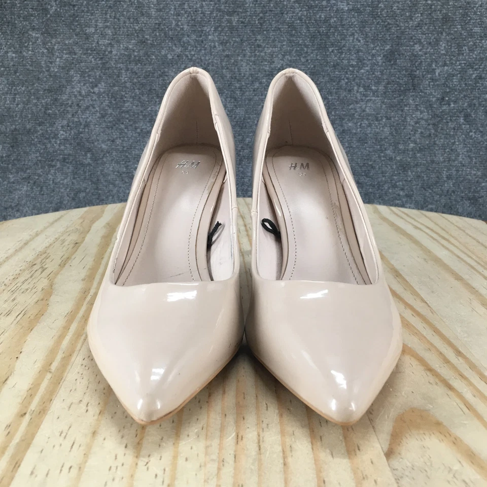 Sapatos femininos H&M 39 sapatos slip on bege couro sintético casual salto pontudo - Imagem 4 de 4