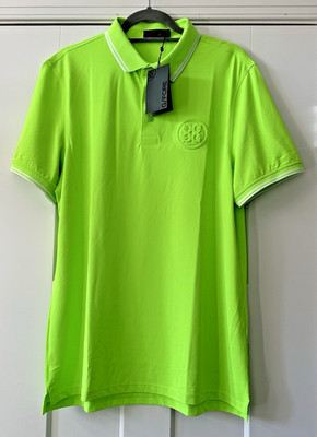 G/Fore G4 NWT Men's Large Polo Shirt Neon Green G4MF23K305 Logo NWT $120