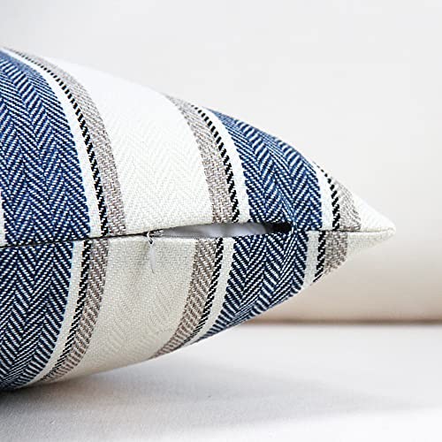 Streifen Überwurf Kissenbezüge Bauernhaus Kissenbezüge 22" x 22" (2er Pack) Blau - Bild 7 von 8