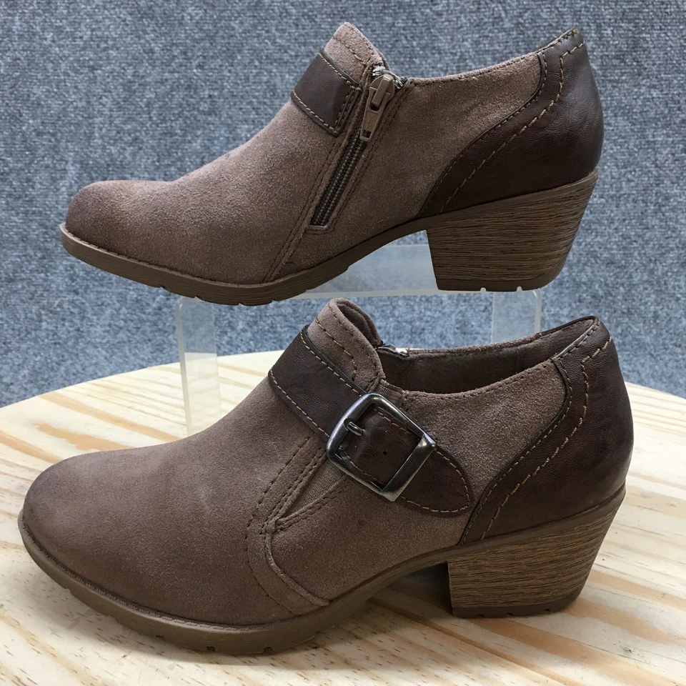 Earth Origins Botas Mujer 9 M Oakland Addie Botines Cuero Marrón Hebilla Foto 2 de 4