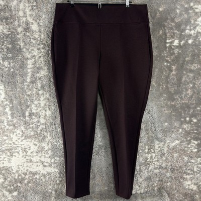Nine West Size XL Minimalist Stretch Casual Pants Purple Pull On Tapered