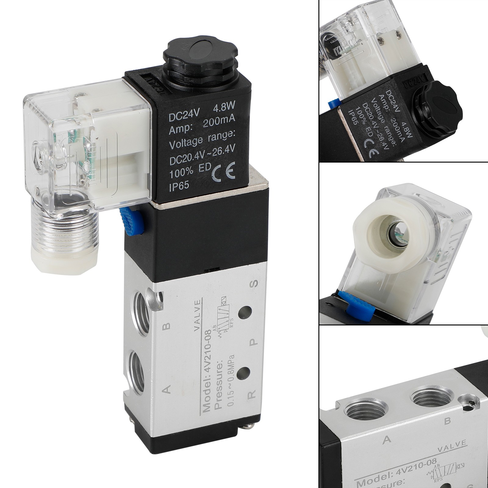 Pneumatic Electric Solenoid Air Valve 4V210-08 Dc24V 2 Position 5 Way PT 1/4
