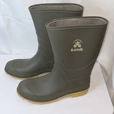 Kamik Classic Stomp Rain Boots Kids Youth Size 5 Green Rubber Outdoor Casual