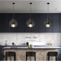 Smoke Glass Pendant Light Fixture Adjustable Cord Kitchen Island Home Decor 1pc