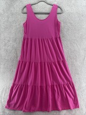 J Crew Dress Womens S Pink Tiered Tank Midi Length Scoop Neck Sleeveless A-Line