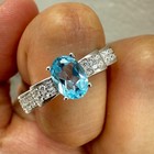 925 Sterling Silver Ring 7x5mm Natural Topaz Gemstone Zircon Bow Handmade Women — photo 7