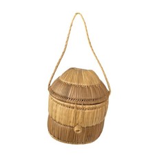 Handwoven Straw Hut Purse Woven Beach Bag Boho Summer Tote Natural