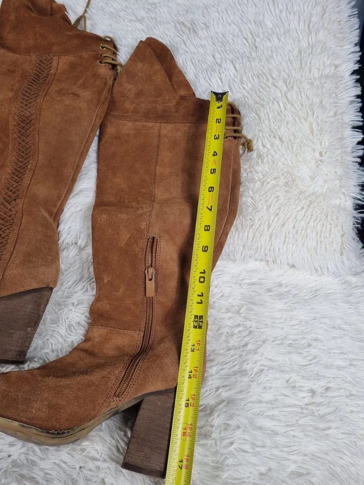 Vintage Sbicca Boots Womens Size 7.5 Suede Leather Heeled Zip Tall Collection - Image 2 of 4