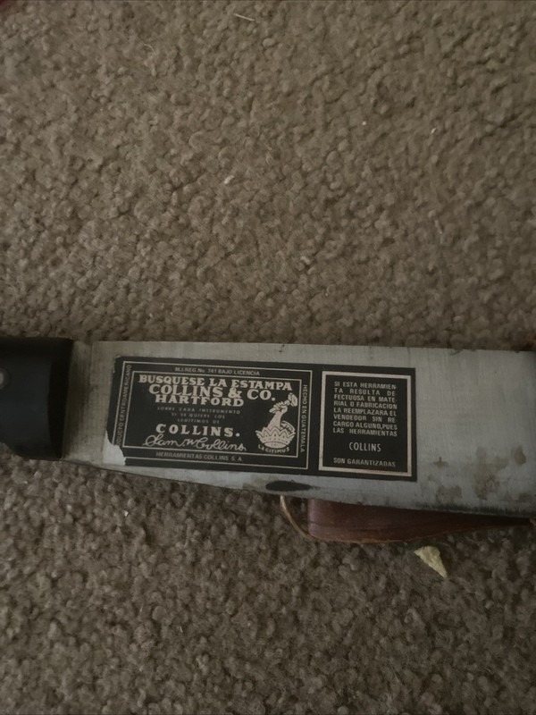 Collins and Co. Bisques La Estampa Machette Blade with Leather Cover Vintage