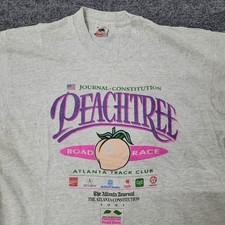 Fruit of the Loom T-Shirt Mens XL Grey Vintage 1991 Peachtree Road Race USA Made