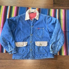 True Vintage Big Smith Denim Chore Jacket Work Wear Distressed Boxy XL 60s 70s