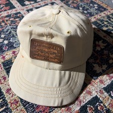 Levis Strauss Levi White Denim Hat Cap Made In USA Nice Color Adjustable 70s 80s