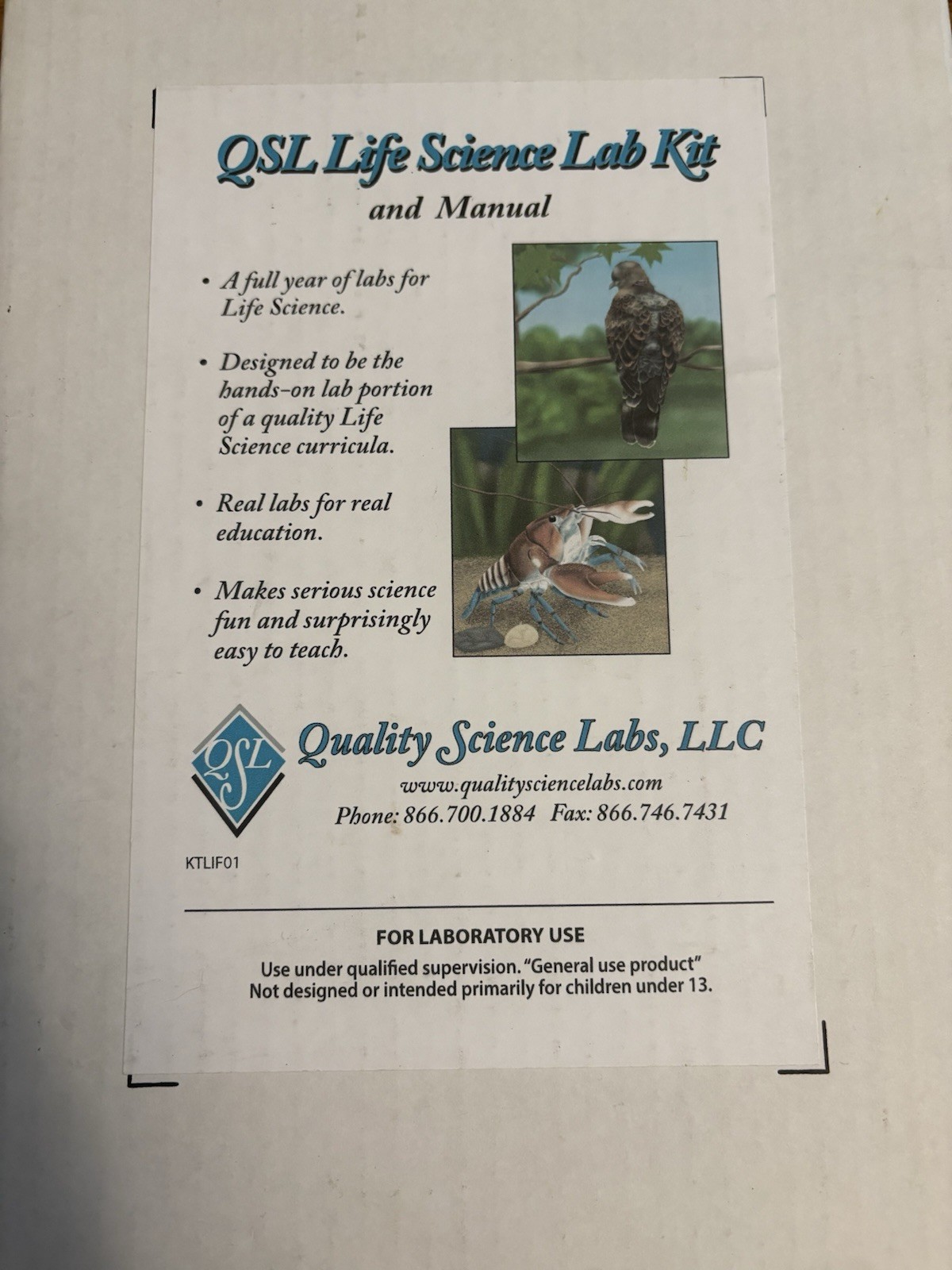 Quality Science Lab Kit And Manual Standard Homeschool Lab Kit
