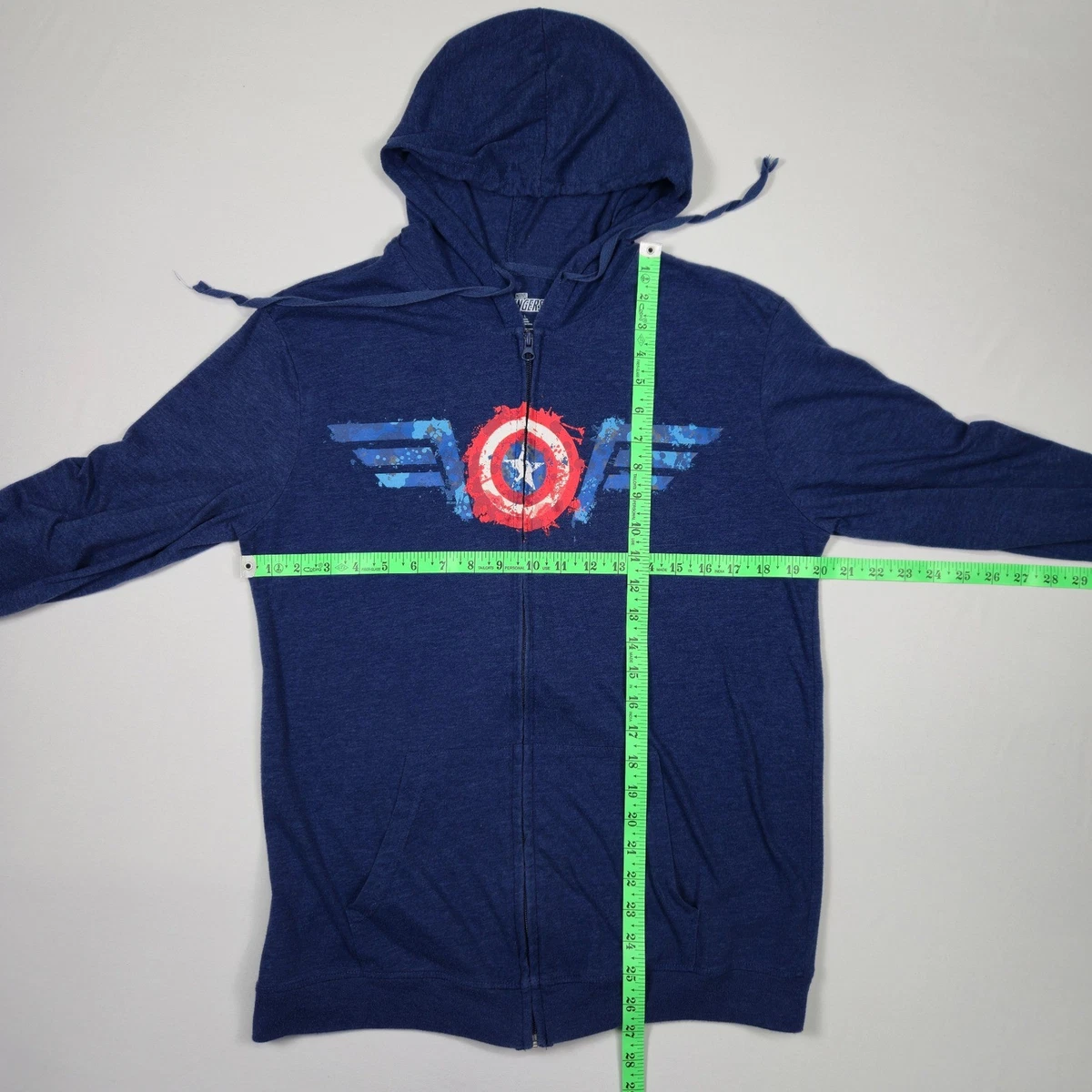 Marvel Avengers Capitán América Sudadera con Capucha Azul Cremallera Para Hombre Grande Ligera