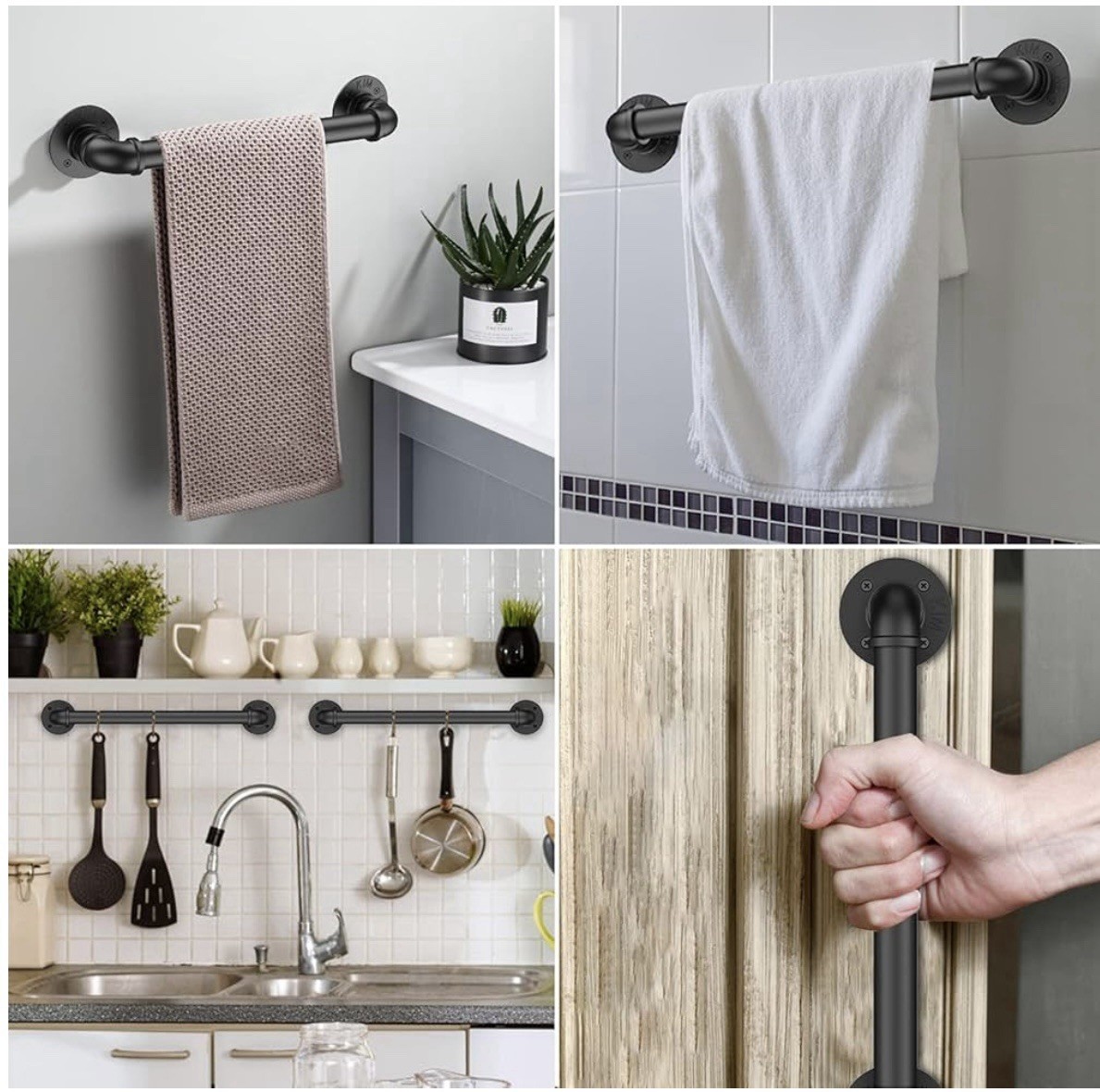 1FT Industrial Staircase Handrail Non-Slip Pipe Bar Foot Rail Wall Mount Stair