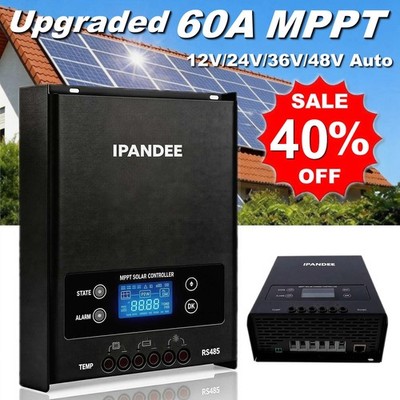 60A (12V/24V/36V/48V) Solar Charge Controller MPPT for LFP, AGM Battery PV200VDC