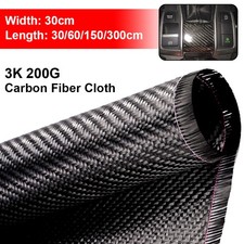 5/10 FT x 12'' Real Carbon Fiber Fabric Cloth Roll 3k 200gsm Twill Weave Black