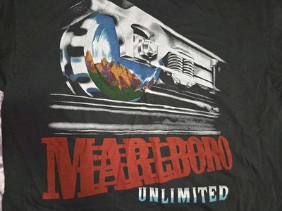 Vintage Marlboro Shirt XL 90s Unlimited Train Track Front Pocket