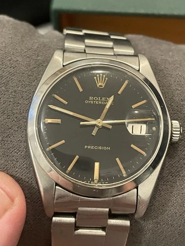 MENS VINTAGE ROLEX OYSTERDATE PRECISION REF 6694 FROM 1978 BLACK DIAL FREEPOST
