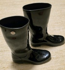 UGG Women's Shaye Rain Boots In Black High-gloss Waterproof Rubber Size 8 Lined