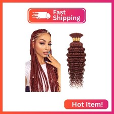 33 Boho Human Hair for Braiding 14 14 14 Inch Deep Wave Bulk Reddish Brown Braid