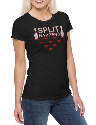 Split Happens Damen T-Shirt Gamer Gaming Games Fun Let's Bowl Sport Bowling Fun