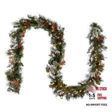National Tree Company 9 ft Pre-Lit Wintry Pine Flocked Artificial Garland