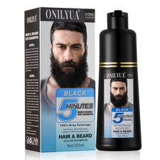 Mens Beard Dye for Men, 5 Minutes Black Beard Dye Shampoo 3 in 1, Mustache  Bea