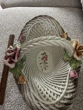 Capodimonte Porcelain Flower Basket Made In Italy