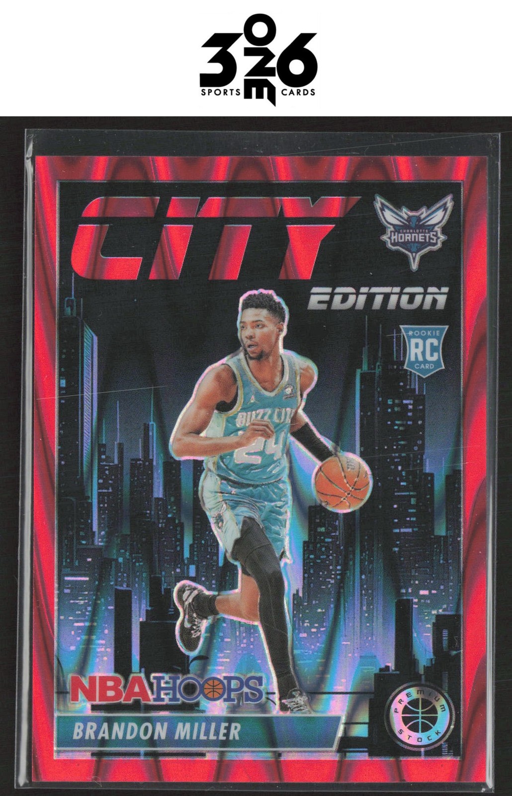 Brandon Miller 2023-24 Hoops Premium Stock City Edition Red Seismic Prizm /199