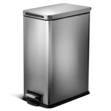 7.9 Gal. Stainless Steel Step-On Kitchen Trash Can with Soft Close Lid and Slim