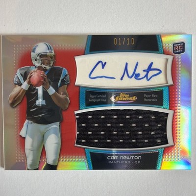 2011 Topps Finest Cam Newton Auto Jersey Rookie Refractor /10