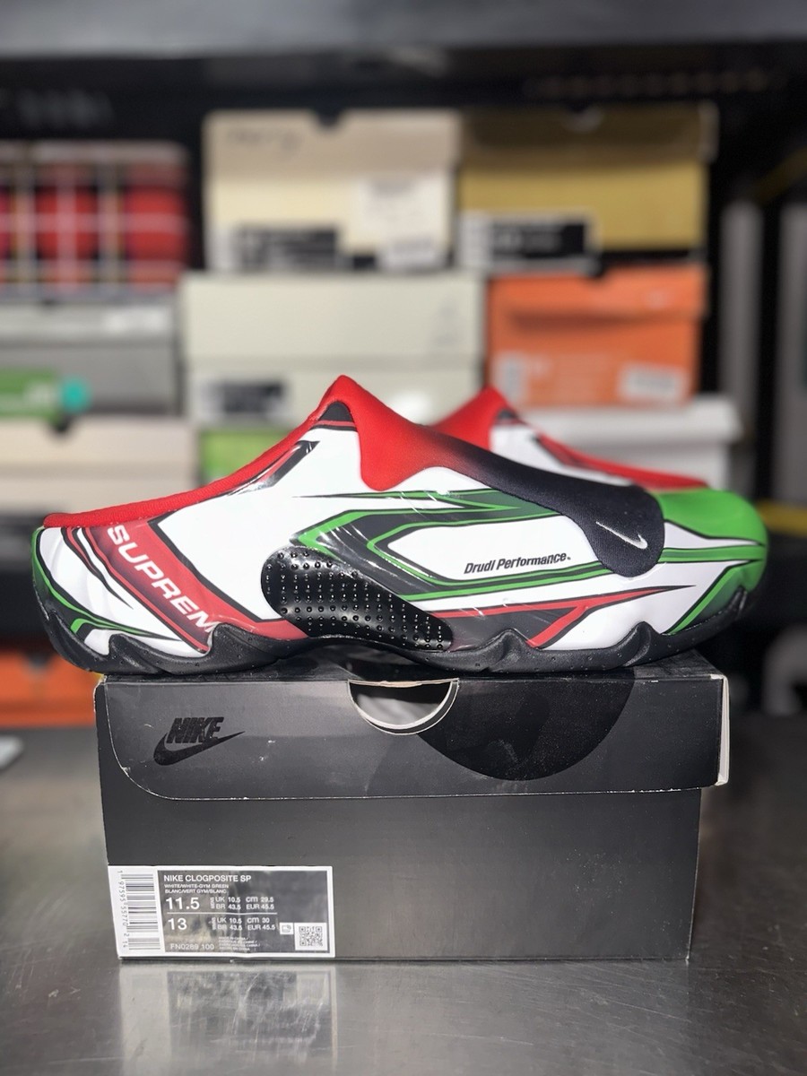 Supreme × Nike Clogposite SP \"White/Red Nike Clogposite Supreme White Gym Red Green Men's - FN0289