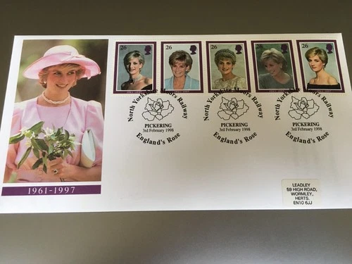 GB STAMPS NORTH YORKSHIRE MOORS RAILWAY FIRST DAY COVER 1998 DIANA
