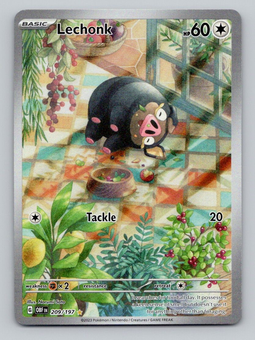 Lechonk 209/197 Illustration Rare Obsidian Flames Pokemon Holo Near Mint