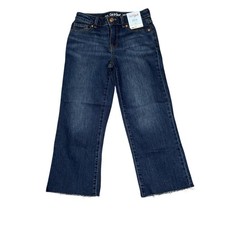 NEW Cat  Jack Girls Wide Leg Sz 10 Stretch Raw Hem Cropped Denim Jean NWT.