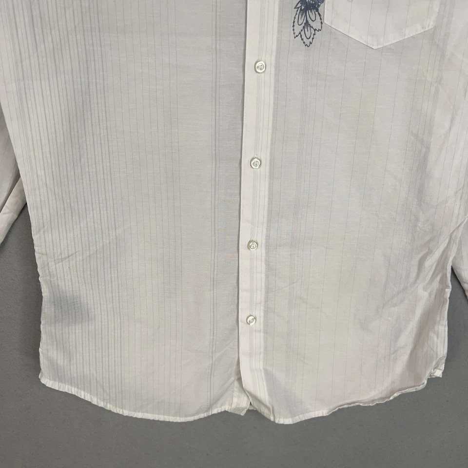 Billabong Shirt Mens XL White Floral Stripe Coastal Surfer 90s Y2K Hawaiian Mall - Image 3 of 4