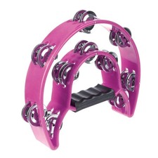 Half Moon Musical Tambourine Double Row Metal Jingles Hand Held Percussion Dr...